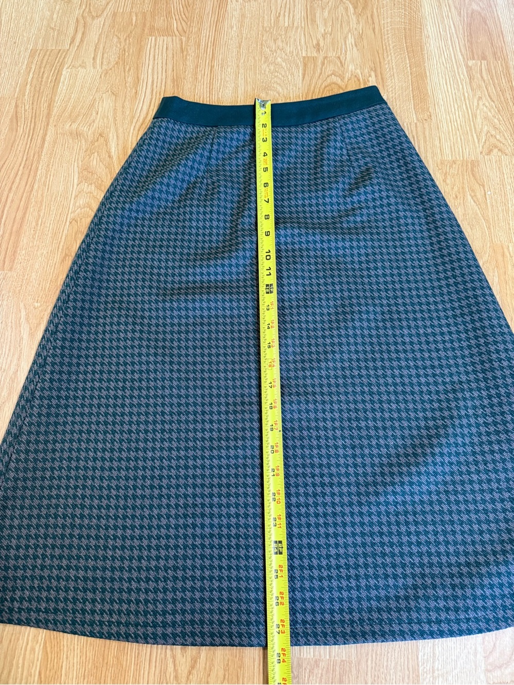 Simple Retro Vintage - Inspired Green Houndstooth A-Line  Women Skirt - Size S - Picture 14 of 14